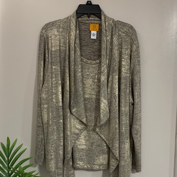 Ruby Rd. Shimmering Gold Cardigan - Picture 2 of 8